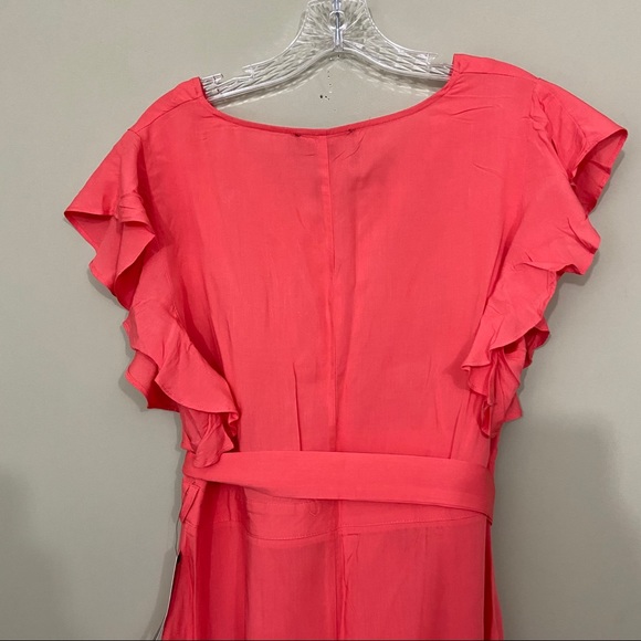 🆕 Lulus Coral Pink Button-Front Midi Dress - Picture 8 of 10
